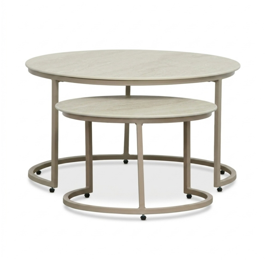 Valencia stoel-bank loungeset incl. Aurora tafel | touw + aluminium | Almond Beige | 4-delig