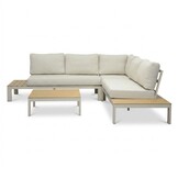 Barcelona hoek loungeset beige 5 personen | aluminium + polywood | beige | 4-delig - 270x270cm