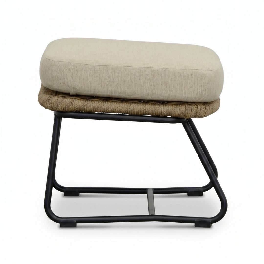 Gianna loungestoel tuin incl. voetenbank | touw + aluminium | Sahara Dust