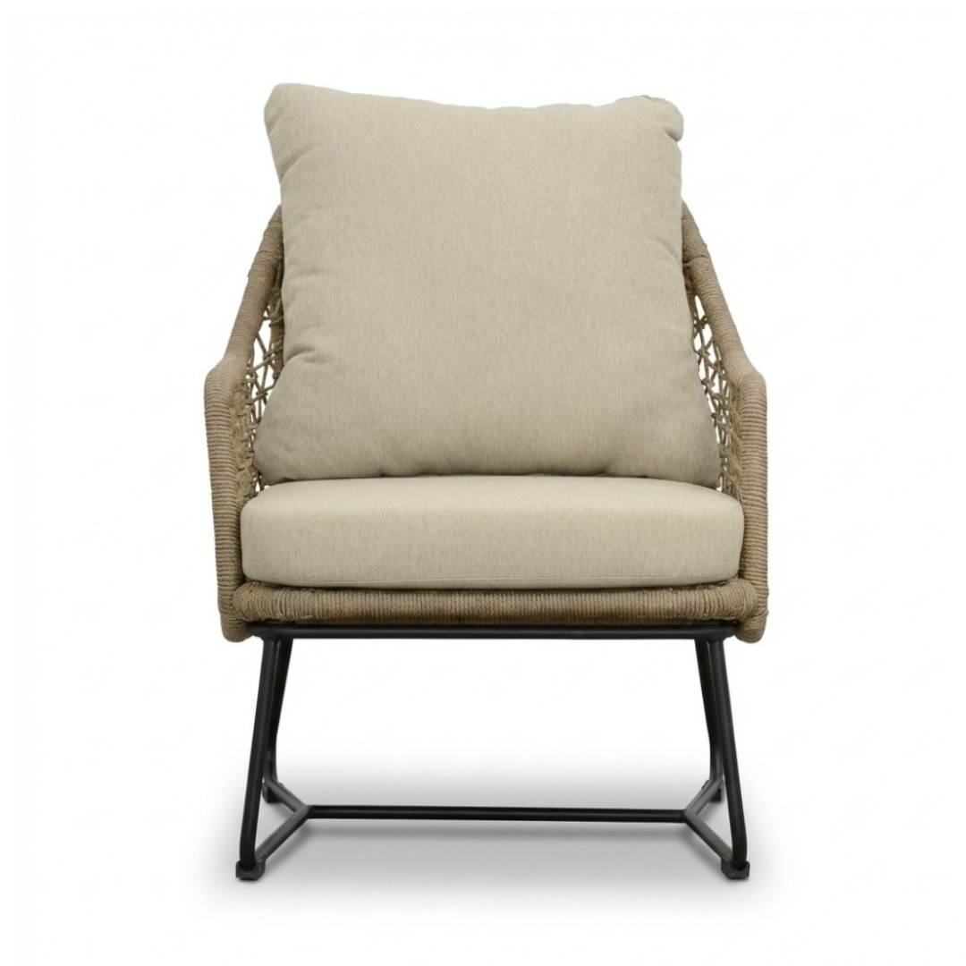 Gianna loungestoel tuin incl. voetenbank | touw + aluminium | Sahara Dust