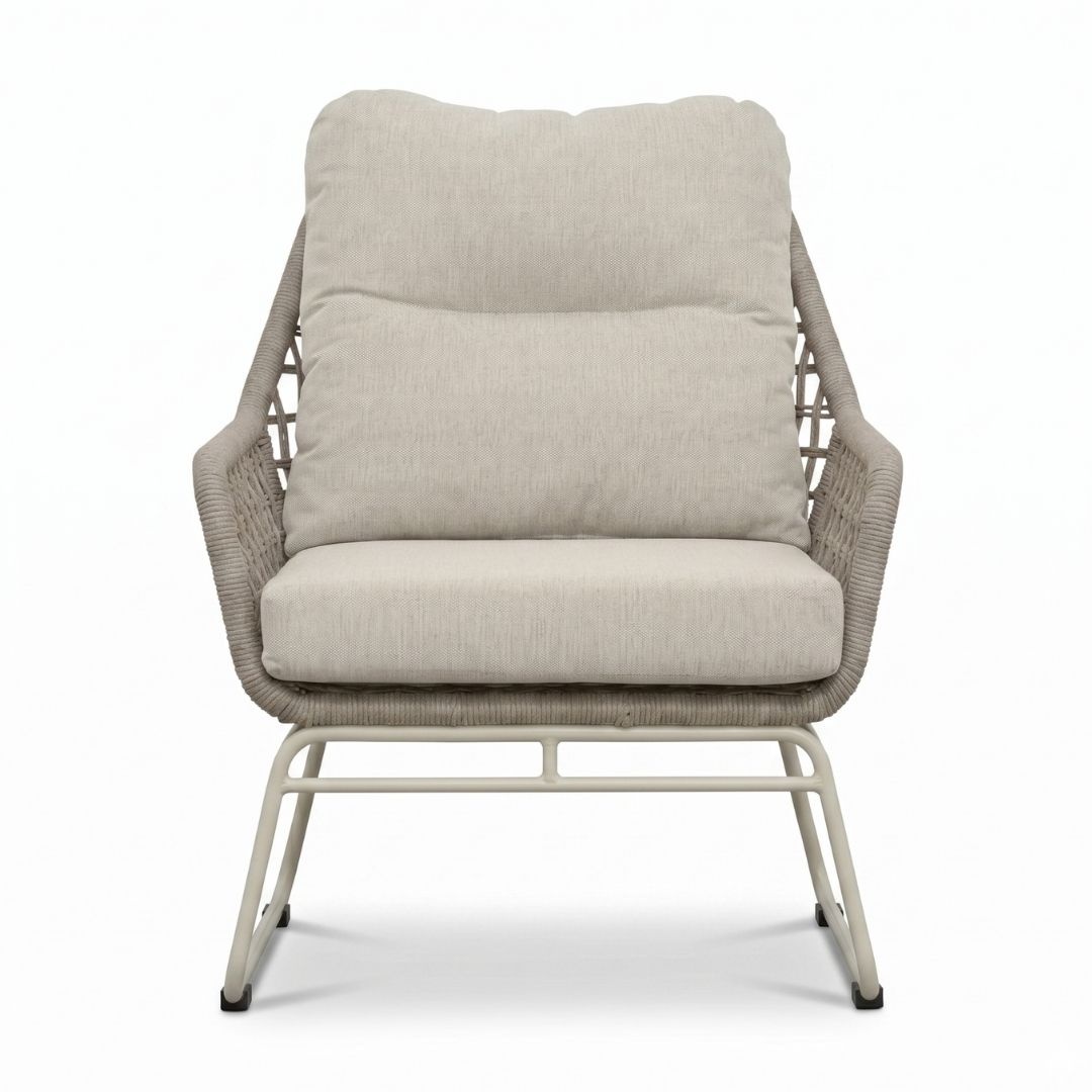 Valencia loungestoel | touw + aluminium | Almond Beige