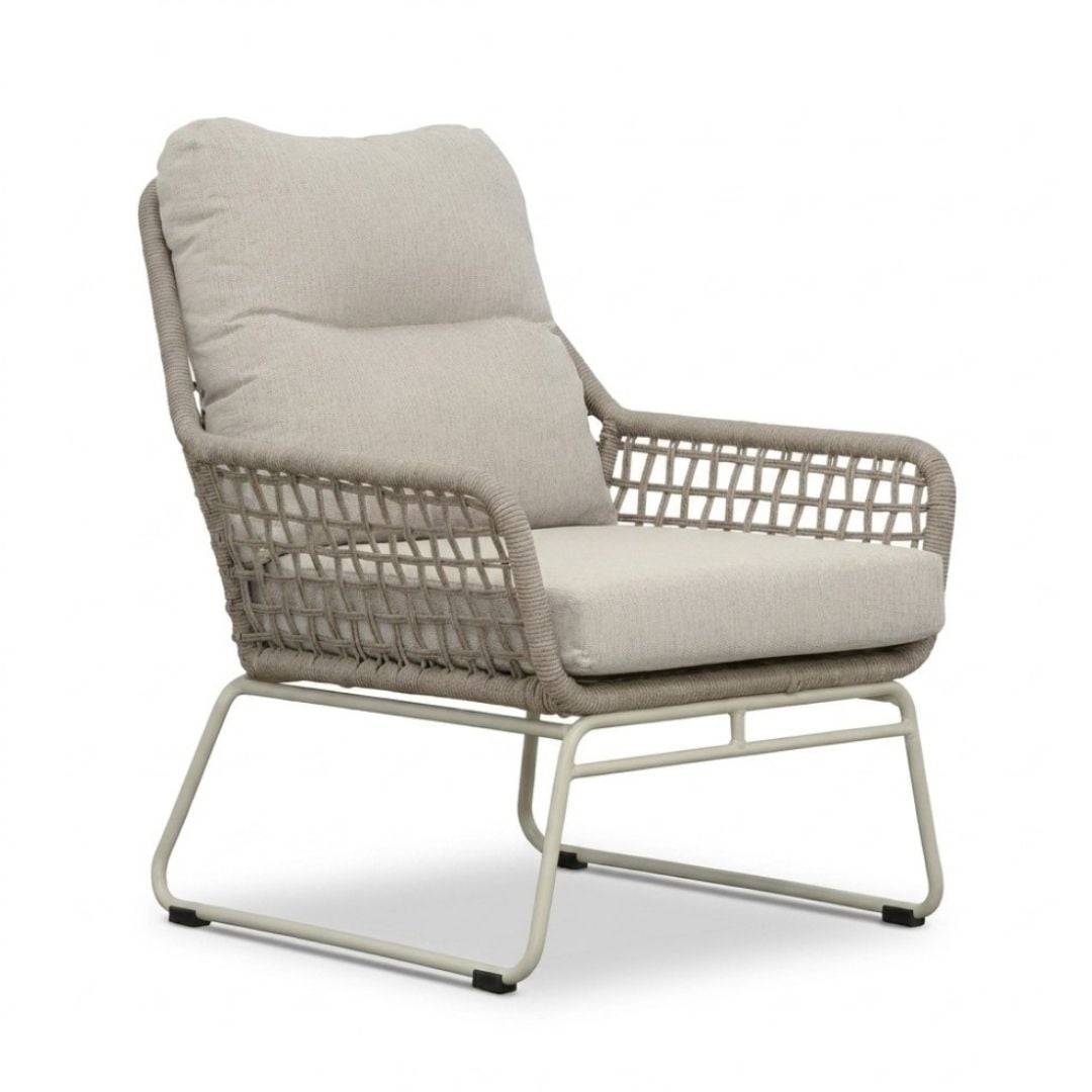 Valencia loungestoel | touw + aluminium | Almond Beige