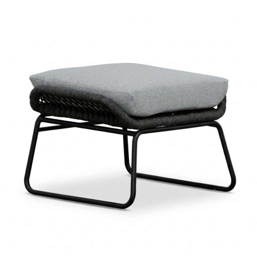 Valencia loungestoel incl. voetenbank | touw + aluminium | Stone Grey