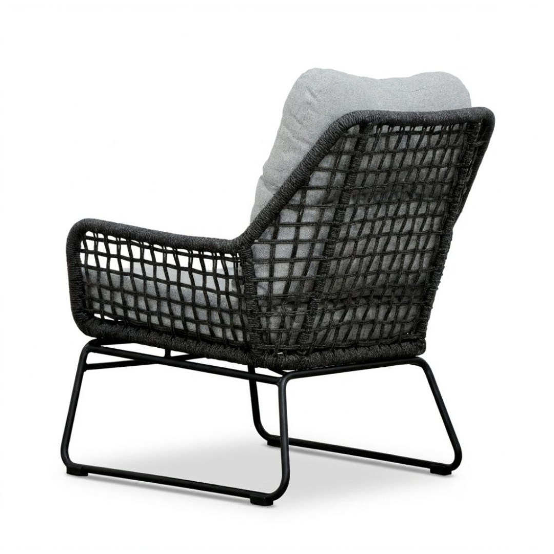 Valencia loungestoel incl. voetenbank | touw + aluminium | Stone Grey