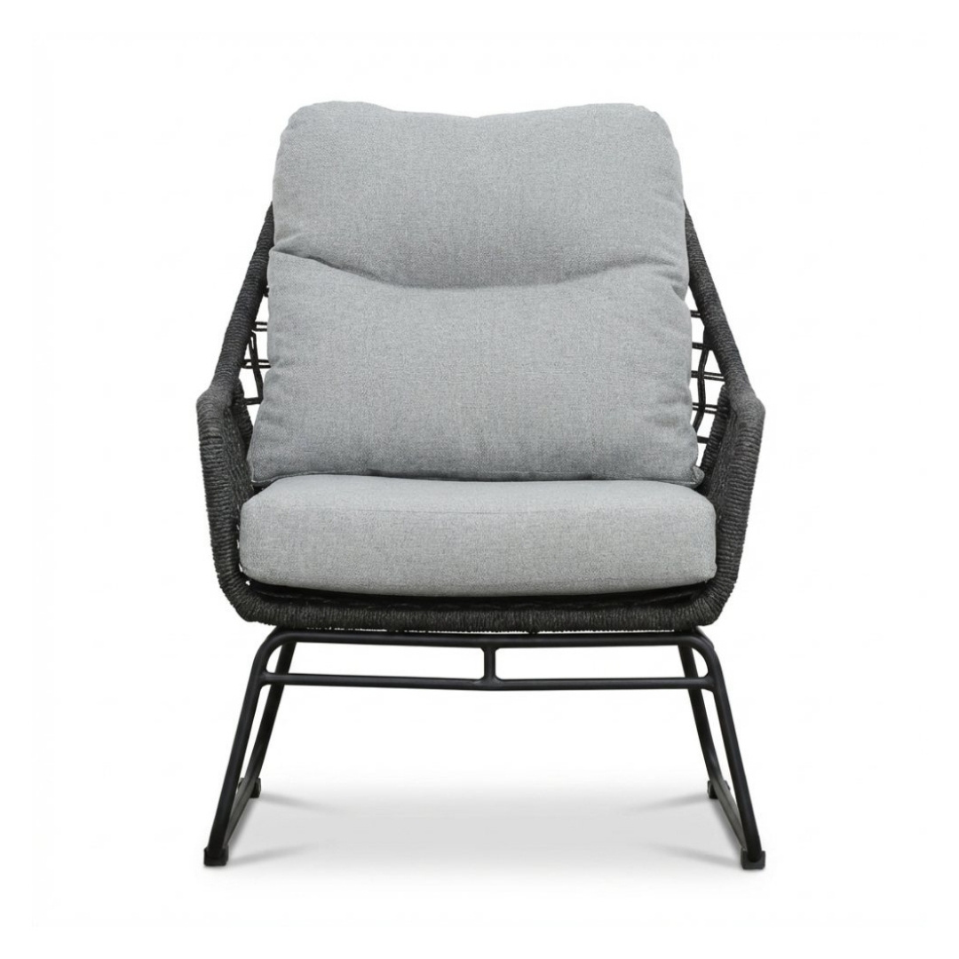 Valencia loungestoel incl. voetenbank | touw + aluminium | Stone Grey