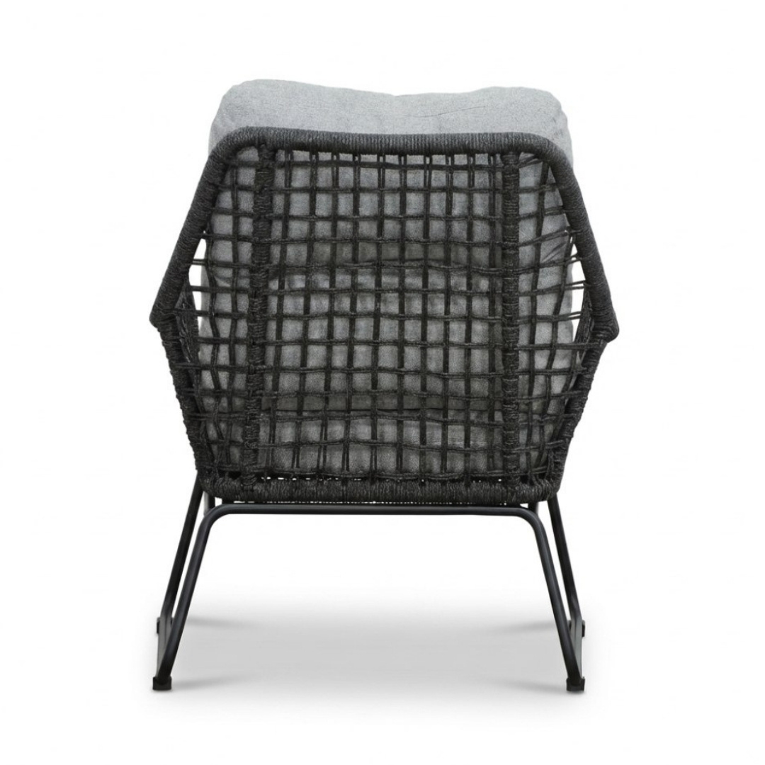 Valencia loungestoel incl. voetenbank | touw + aluminium | Stone Grey