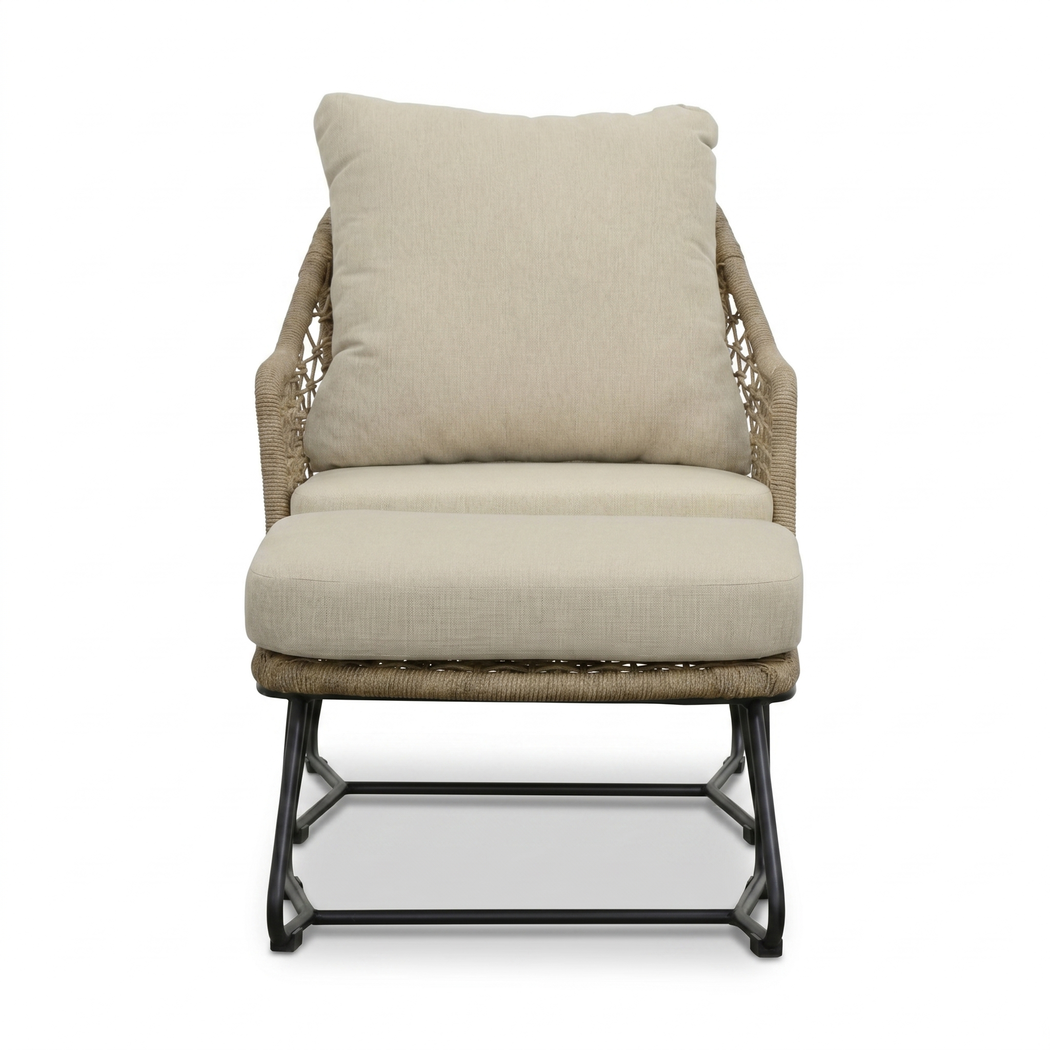 Gianna loungestoel tuin incl. voetenbank | touw + aluminium | Sahara Dust
