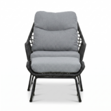 Valencia loungestoel incl. voetenbank | touw + aluminium | Stone Grey