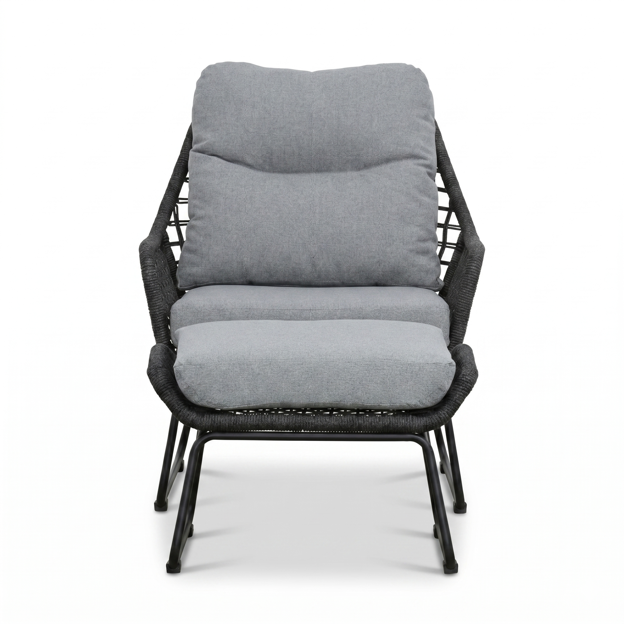 Valencia loungestoel incl. voetenbank | touw + aluminium | Stone Grey
