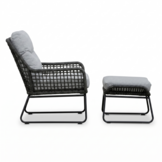 Valencia loungestoel incl. voetenbank | touw + aluminium | Stone Grey