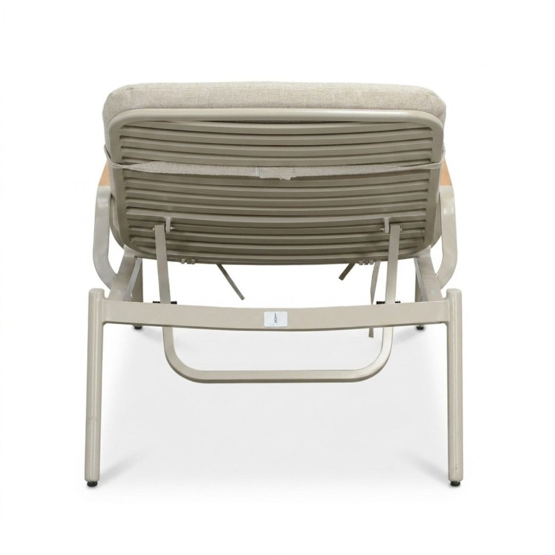 Malta ligbed beige | aluminium + teak | beige | 186cm