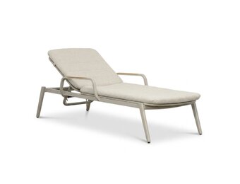 Malta ligbed beige | aluminium + teak | beige | 186cm