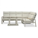 Manhattan dining loungeset - verstelbaar 6 personen | aluminium + polywood | beige | 5-delig - 273x213cm
