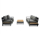 Riviera stoel-bank loungeset 5 personen | aluminium + teak | antraciet | 4-delig