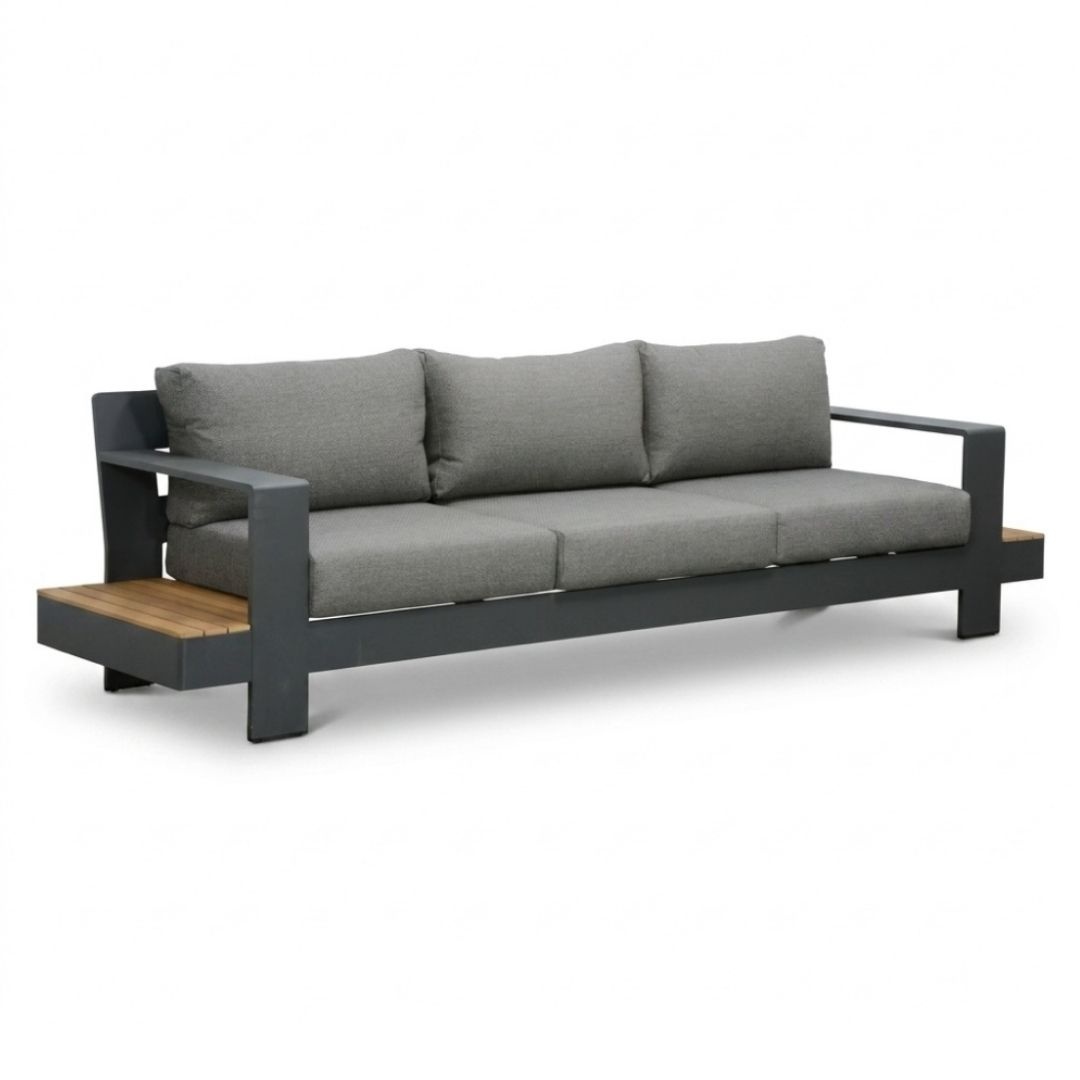 Riviera stoel-bank loungeset 5 personen | aluminium + teak | antraciet | 4-delig