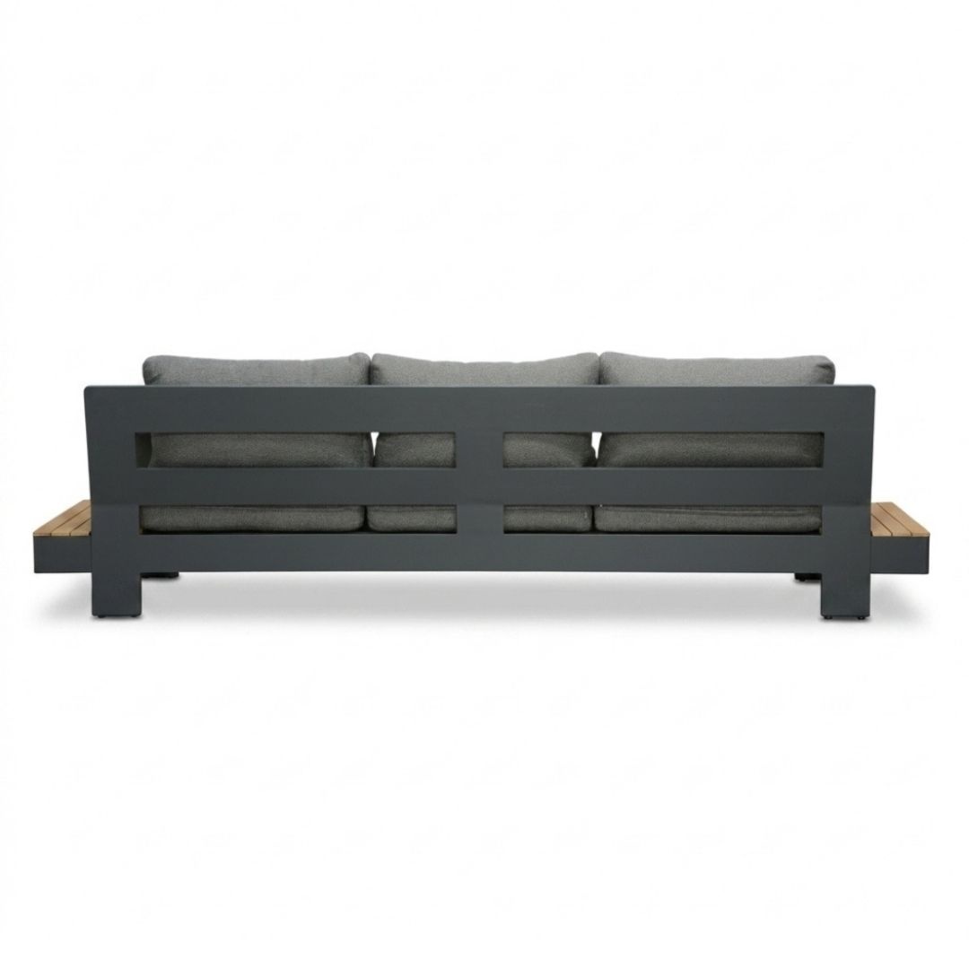 Riviera stoel-bank loungeset 5 personen | aluminium + teak | antraciet | 4-delig
