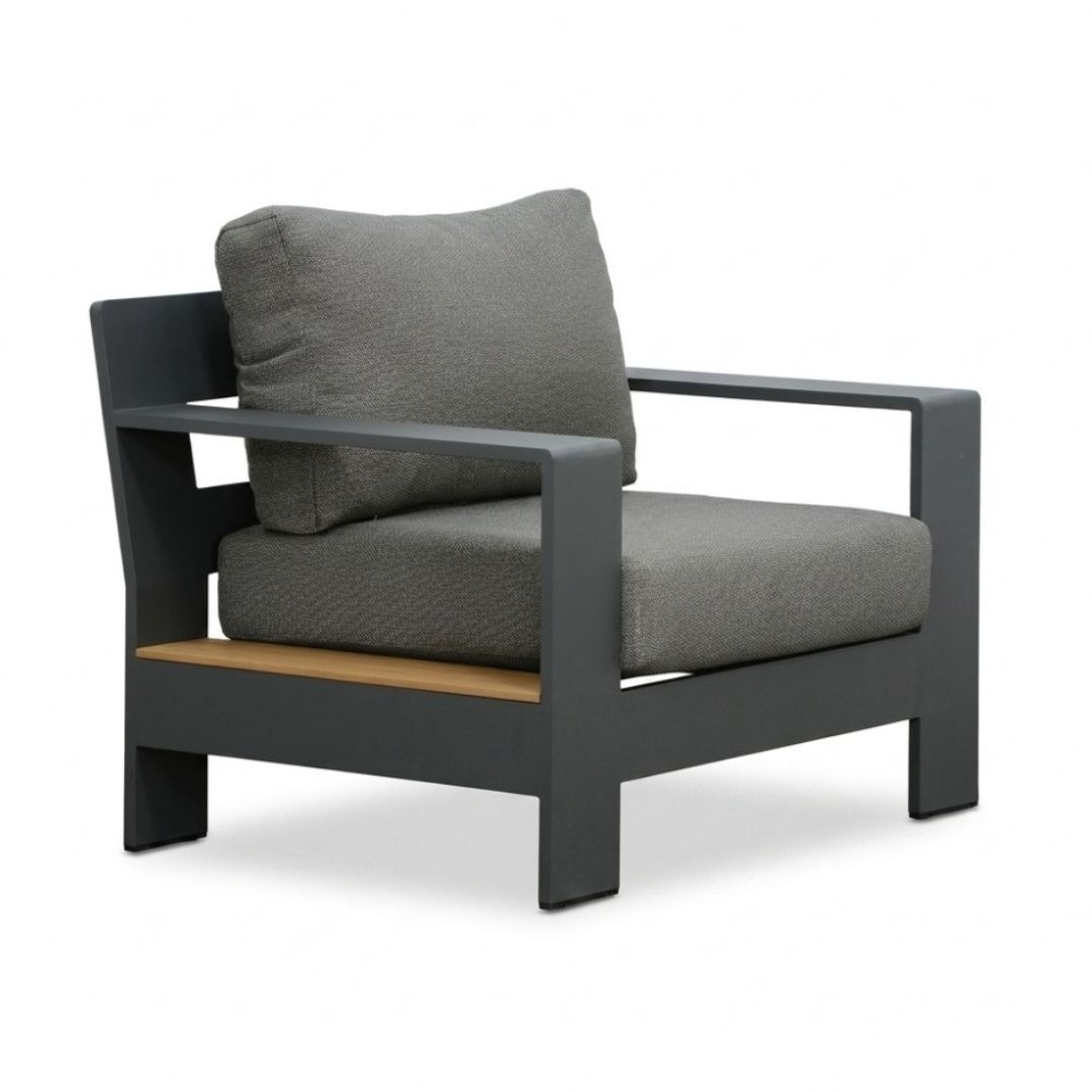 Riviera stoel-bank loungeset 5 personen | aluminium + teak | antraciet | 4-delig