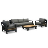 Riviera stoel-bank loungeset 5 personen | aluminium + teak | antraciet | 4-delig