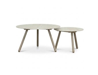 Telissa koffietafel set van 2 | sintered stone + aluminium | Marble Latte/beige