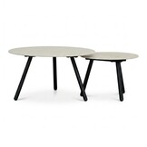 Telissa koffietafel set van 2 | sintered stone + aluminium | Marble Latte/antraciet