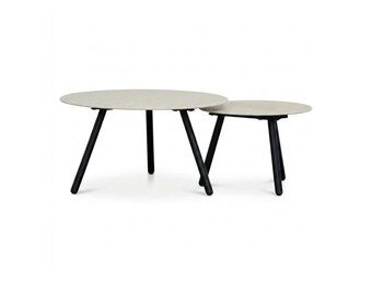 Telissa koffietafel set van 2 | sintered stone + aluminium | Marble Latte/antraciet