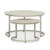 Aurora koffietafel set van 2 | sintered stone + aluminium | Pearl/Marble latte