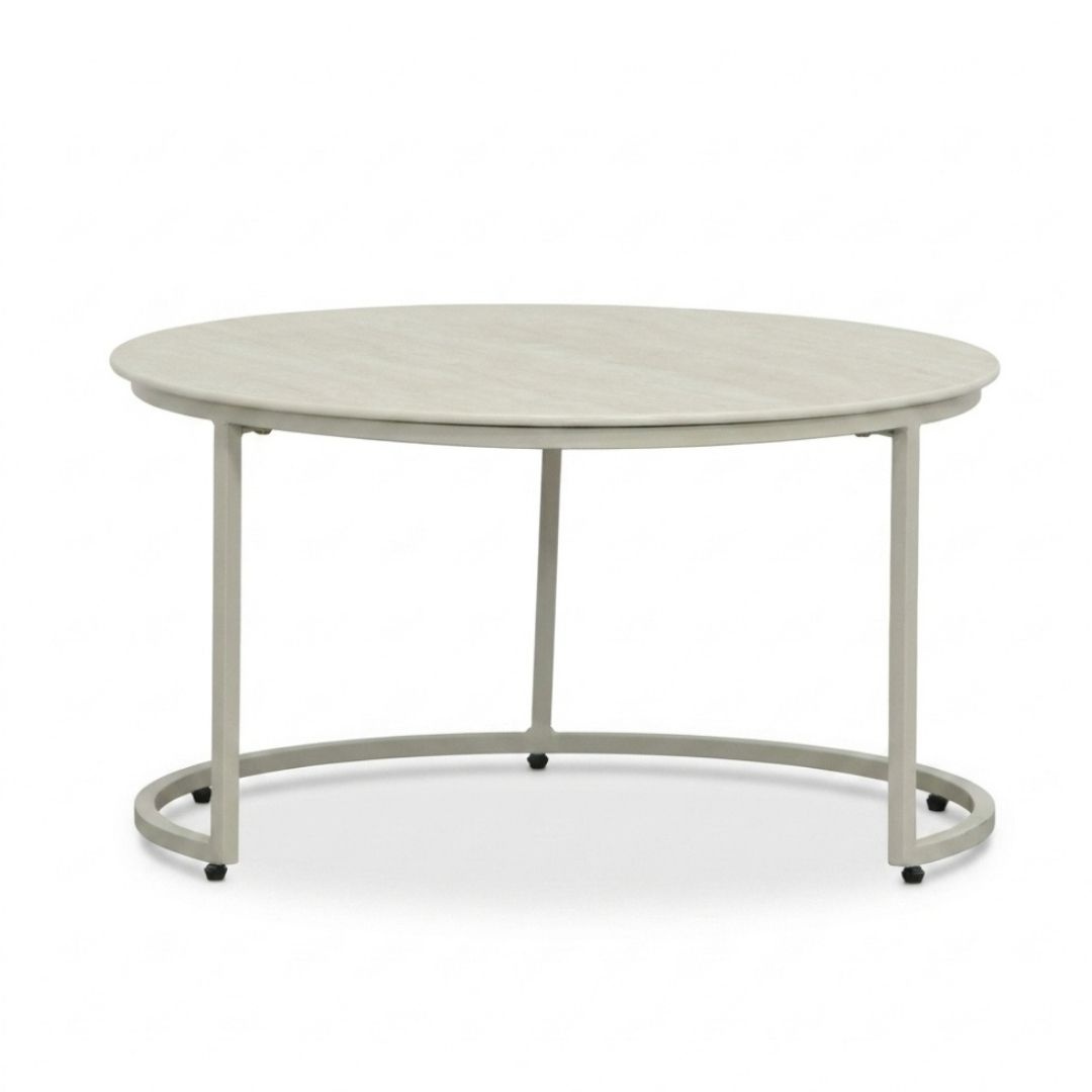 Aurora koffietafel set van 2 | sintered stone + aluminium | Pearl/Marble latte