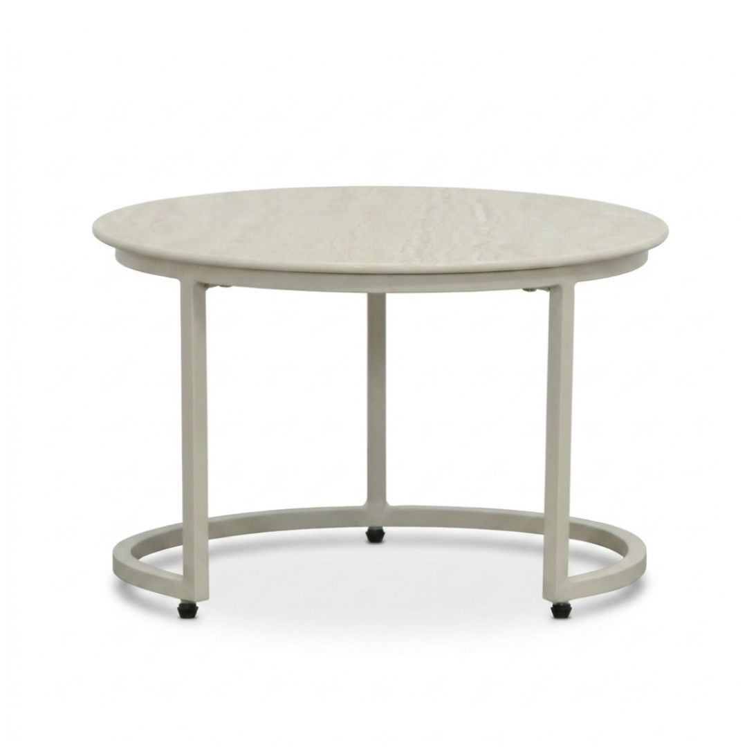 Aurora koffietafel set van 2 | sintered stone + aluminium | Pearl/Marble latte