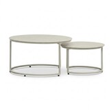 Aurora koffietafel set van 2 | sintered stone + aluminium | Pearl/Marble latte