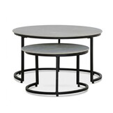 Aurora koffietafel set van 2 | sintered stone + aluminium | Marble Grey