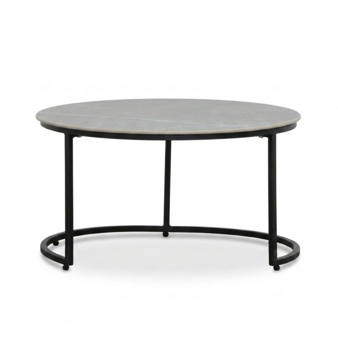 Aurora koffietafel set van 2 | sintered stone + aluminium | Marble Grey