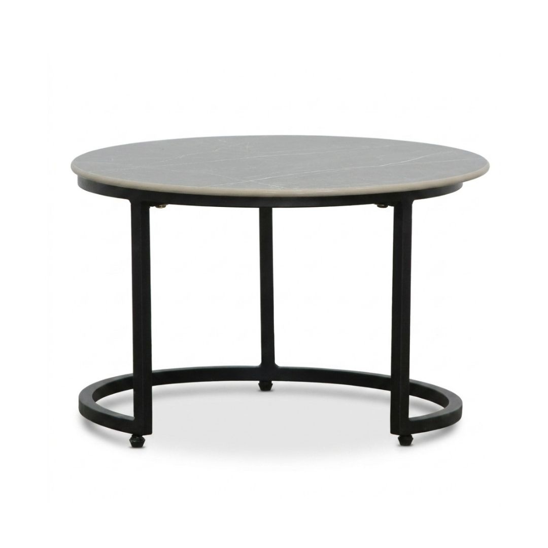 Aurora koffietafel set van 2 | sintered stone + aluminium | Marble Grey