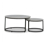 Aurora koffietafel set van 2 | sintered stone + aluminium | Marble Grey