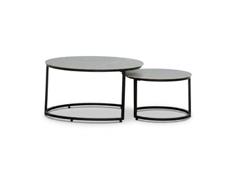 Aurora koffietafel set van 2 | sintered stone + aluminium | Marble Grey