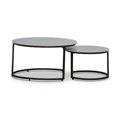 Aurora koffietafel set van 2 | sintered stone + aluminium | Marble Grey