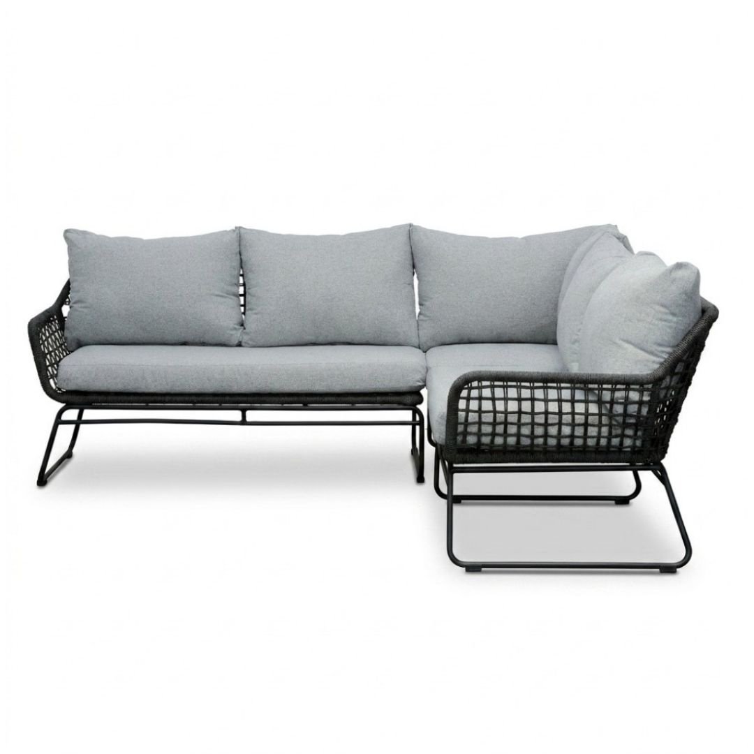 Potenza hoek loungeset 5 personen | aluminium + touw | Stone Grey | 4-delig - 213x213cm