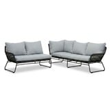 Potenza hoek loungeset 5 personen | aluminium + touw | Stone Grey | 4-delig - 213x213cm