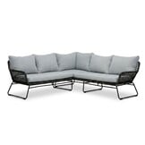 Potenza hoek loungeset 5 personen | aluminium + touw | Stone Grey | 4-delig - 213x213cm