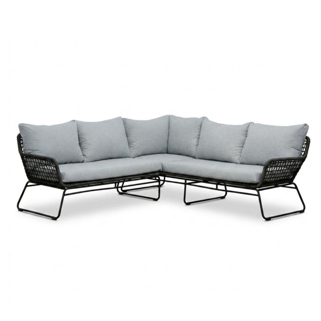 Potenza hoek loungeset 5 personen | aluminium + touw | Stone Grey | 4-delig - 213x213cm