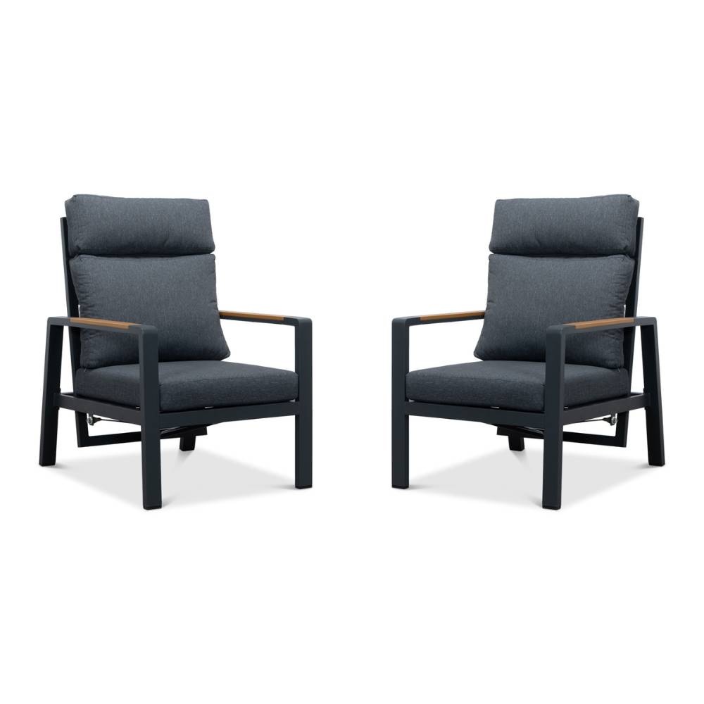Manhattan loungestoel tuin set van 2 | aluminium + polywood | antraciet