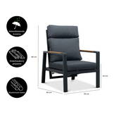 Manhattan loungestoel tuin set van 2 | aluminium + polywood | antraciet