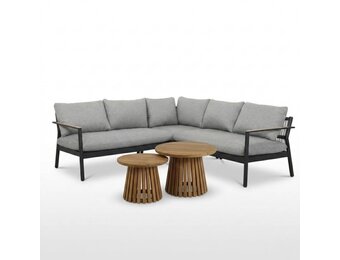 Florence/Palau hoek loungeset 5 personen | aluminium + touw | antraciet | 4-delig - 216x216cm