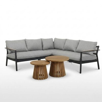 Florence/Palau hoek loungeset 5 personen | aluminium + touw | antraciet | 4-delig - 216x216cm