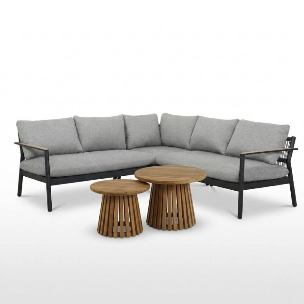 Florence/Palau hoek loungeset 5 personen | aluminium + touw | antraciet | 4-delig - 216x216cm