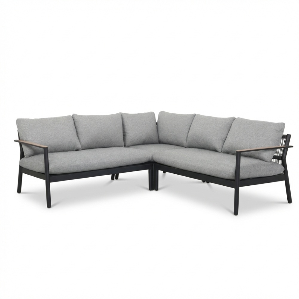 Florence/Palau hoek loungeset 5 personen | aluminium + touw | antraciet | 4-delig - 216x216cm
