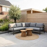 Florence/Palau hoek loungeset 5 personen | aluminium + touw | antraciet | 4-delig - 216x216cm
