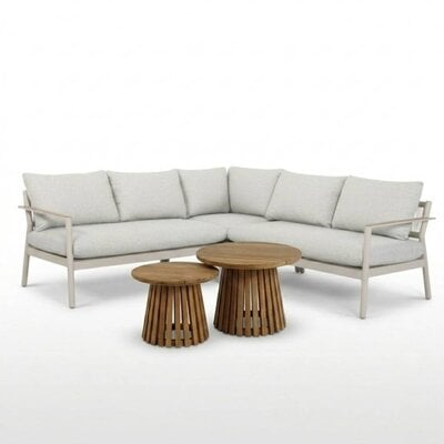 Florence/Palau hoek loungeset 5 personen | aluminium + touw | beige | 5-delig - 216x216cm