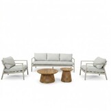 Florence/Palau stoel-bank loungeset 5 personen | aluminium + touw | beige | 5-delig