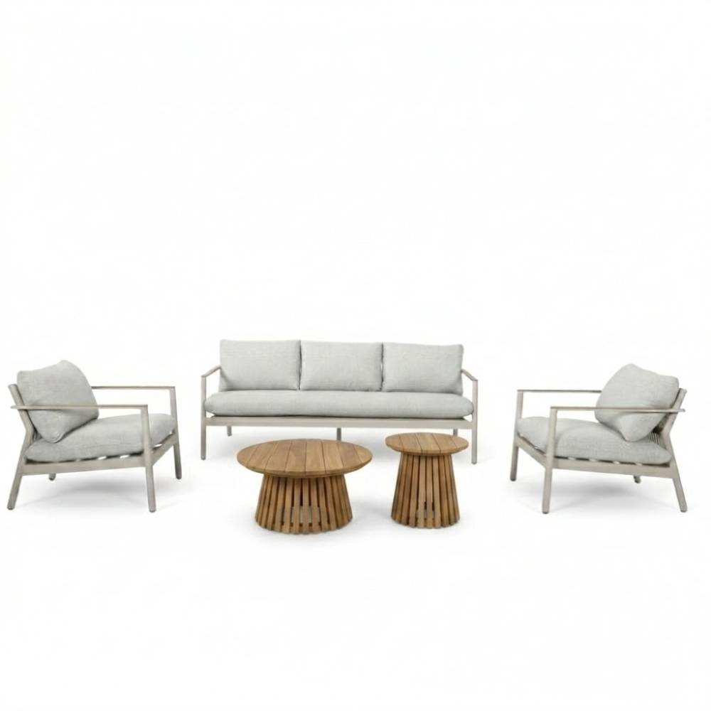 Florence/Palau stoel-bank loungeset 5 personen | aluminium + touw | beige | 5-delig