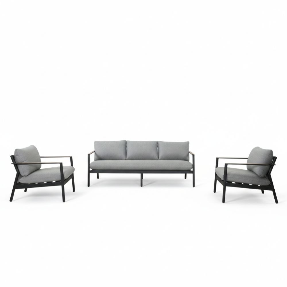 Florence/Palau stoel-bank loungeset 5 personen | aluminium + touw | antraciet | 5-delig